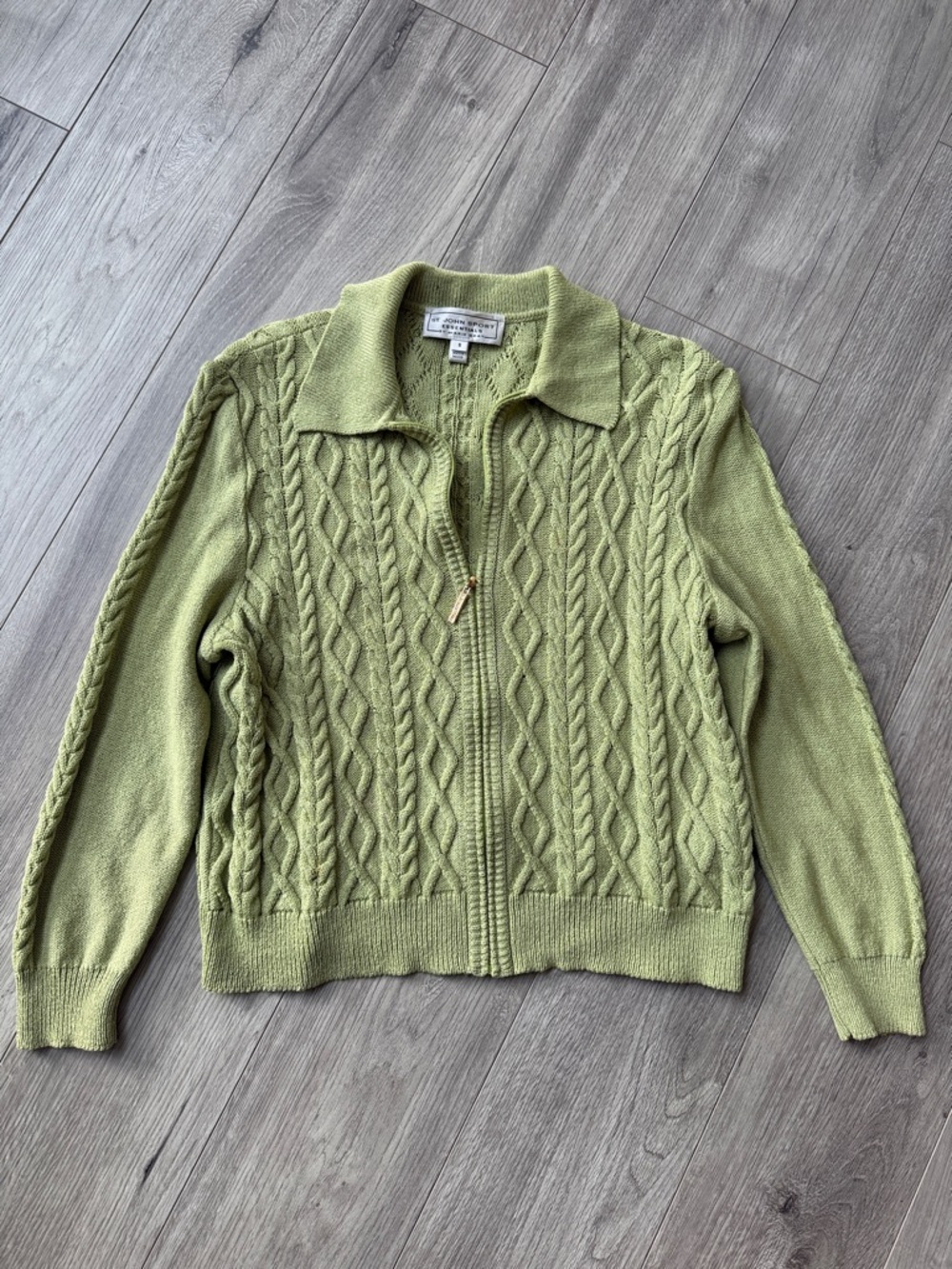 Vintage St. John Wool Zip Cable knit cardigan